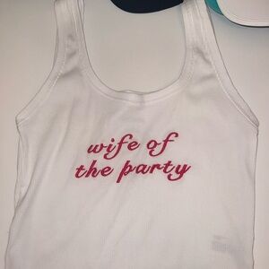 Wild Fable White Tank Top with Red Script